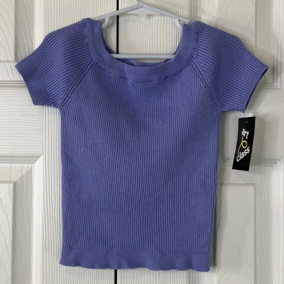 ART CLASS - Girls' Off the Shoulder Short Sleeve Pullover Sweater Various Sizes - Picture 3 of 12